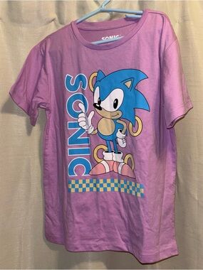 SEGA Sonic Hedgehog Girls Graphic T-Shirt Size M (7/8) Light Purple / Pink